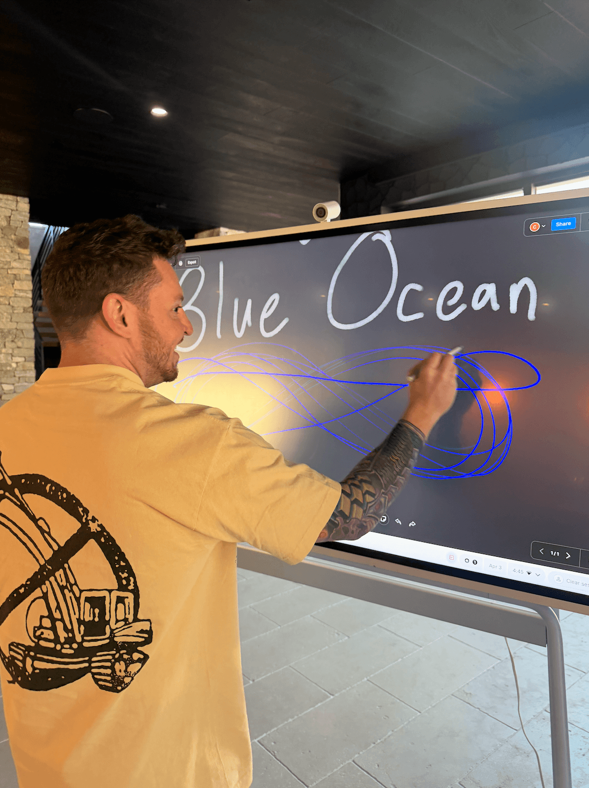 Brandon Bowsky presenting Blue Ocean at the whiteboard